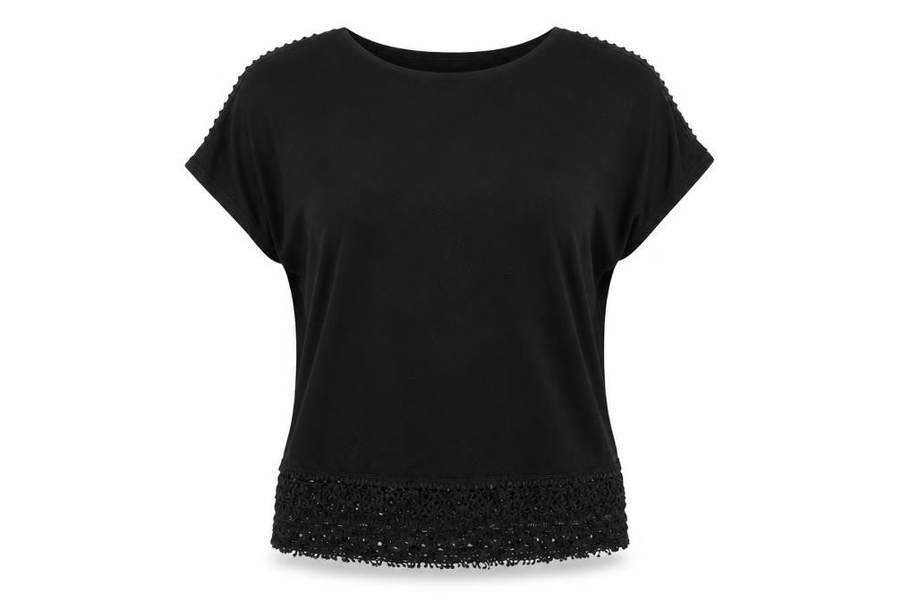 New Look Womens Black  Polyester Basic T-Shirt Size 6 Round Neck