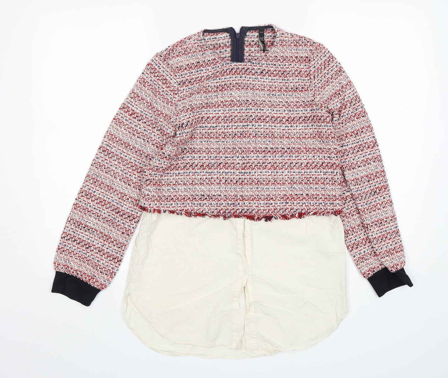 Zara Womens Multicoloured Round Neck  Cotton Pullover Jumper Size XS