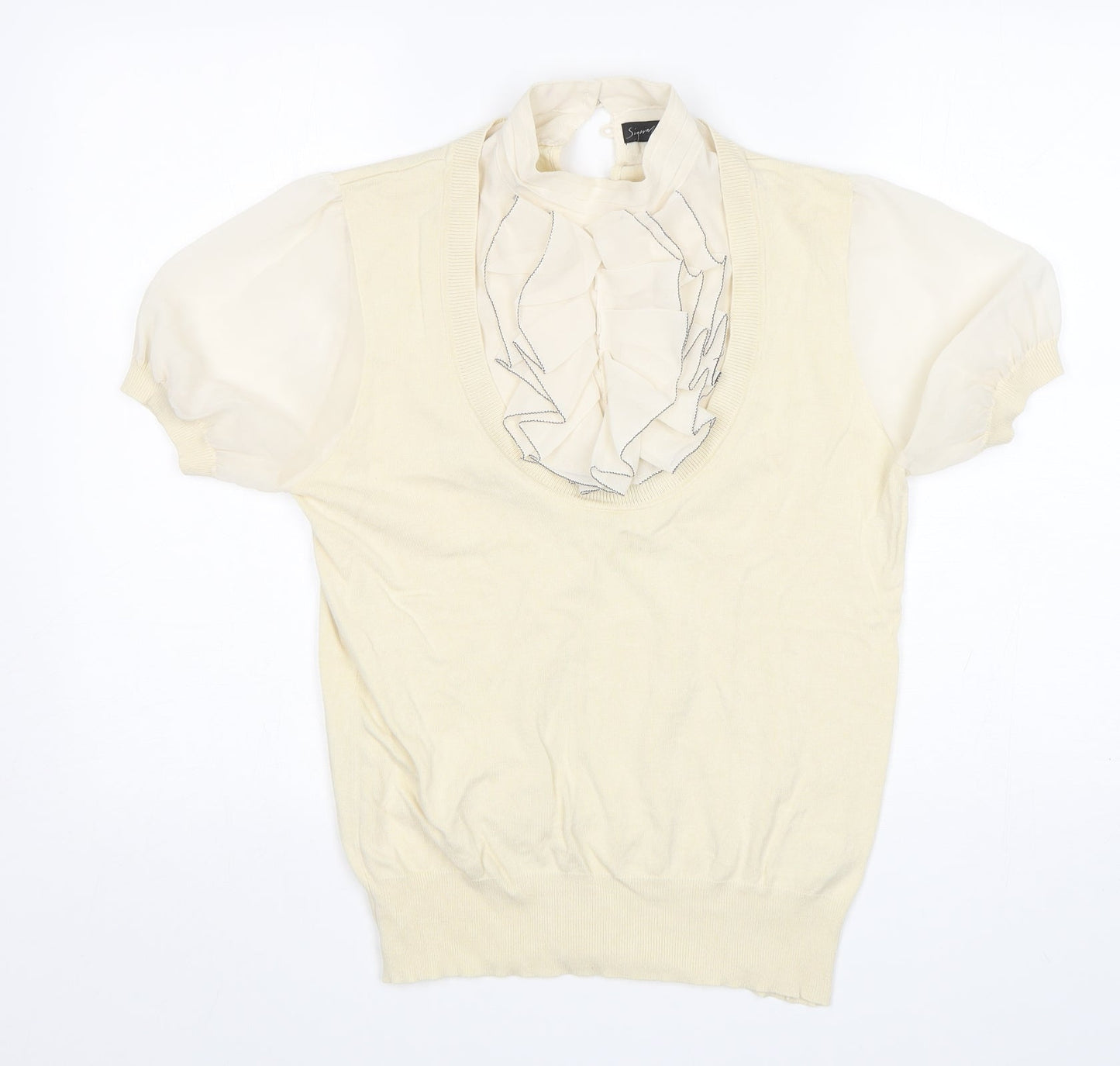 NEXT Womens Beige Round Neck  Viscose Pullover Jumper Size 14