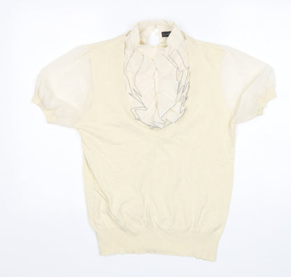 Next Womens Beige Round Neck  Viscose Pullover Jumper Size 14