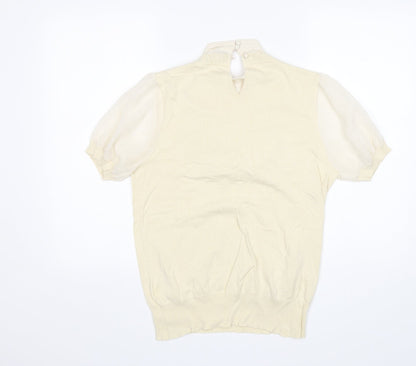 Next Womens Beige Round Neck  Viscose Pullover Jumper Size 14