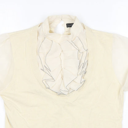 Next Womens Beige Round Neck  Viscose Pullover Jumper Size 14