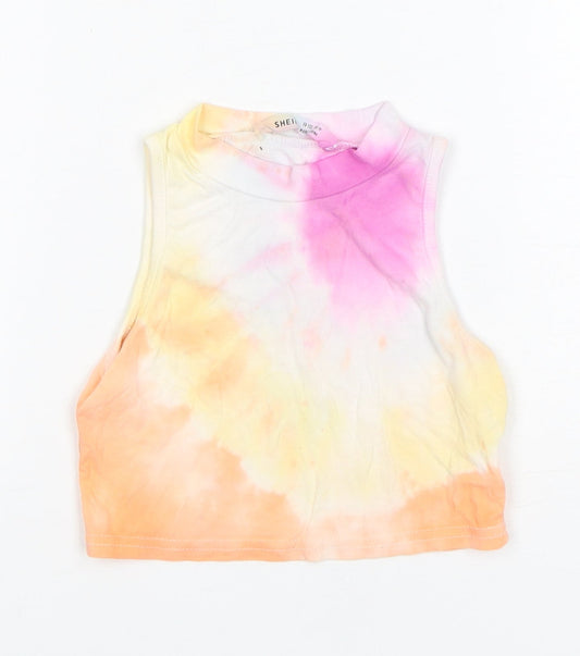 Shein  Girls Multicoloured  Cotton Basic Tank Size 7 Years Round Neck