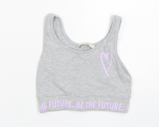 George Girls Grey  Polyester Cropped Tank Size 6-7 Years Round Neck