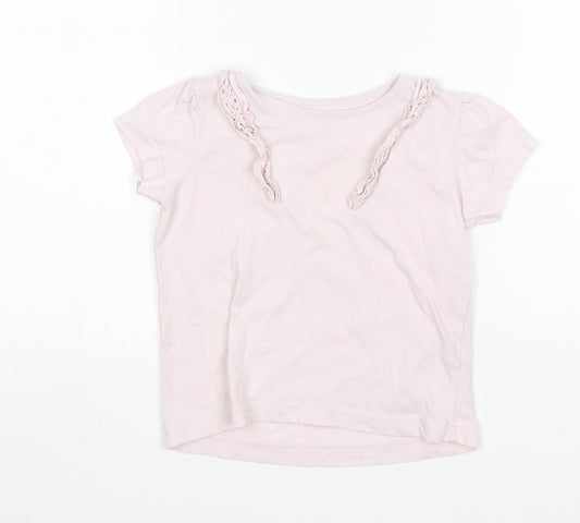 Primark Girls Pink  Cotton Basic T-Shirt Size 3-4 Years Round Neck