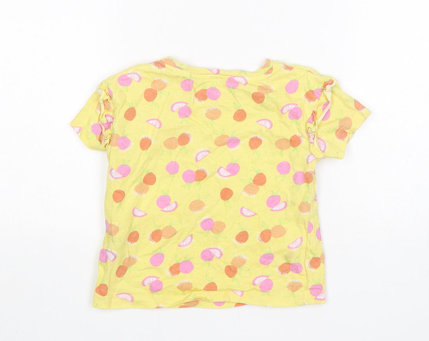 Primark Girls Yellow Spotted Cotton Basic T-Shirt Size 4-5 Years Round Neck