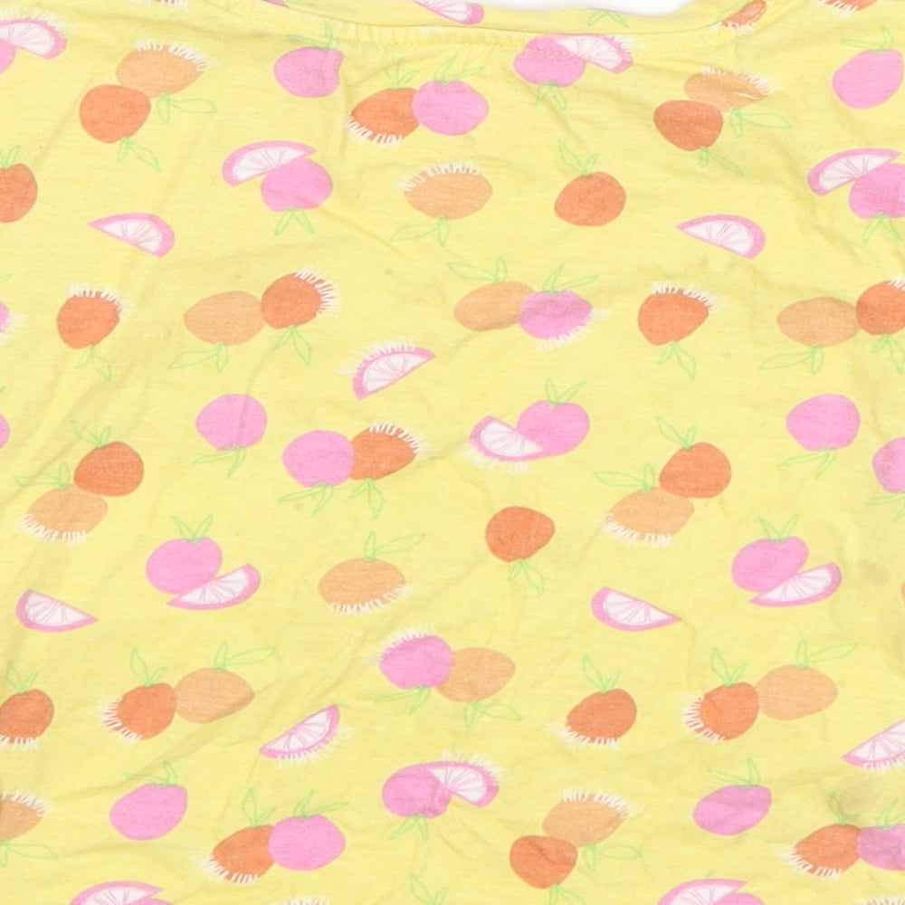 Primark Girls Yellow Spotted Cotton Basic T-Shirt Size 4-5 Years Round Neck