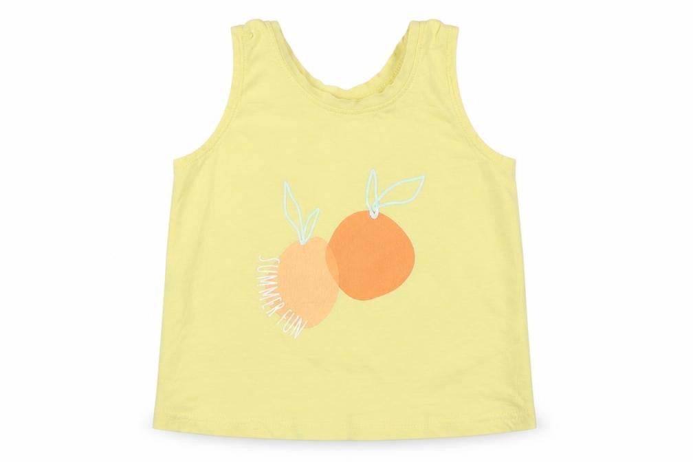 Primark Girls Yellow  Cotton Basic Tank Size 4-5 Years Round Neck