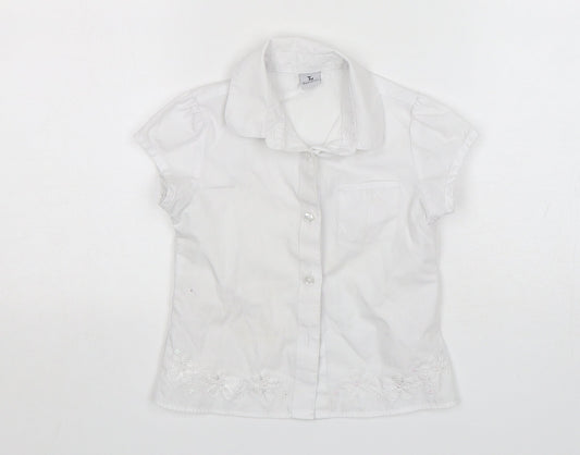 TU Girls White  Polyester Basic Button-Up Size 4 Years Collared  - School Wear