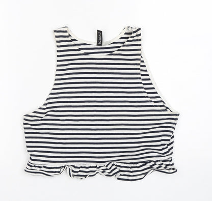 Preloved H&M Womens Multicoloured Striped Cotton Basic Tank Size M Round Neck - Front