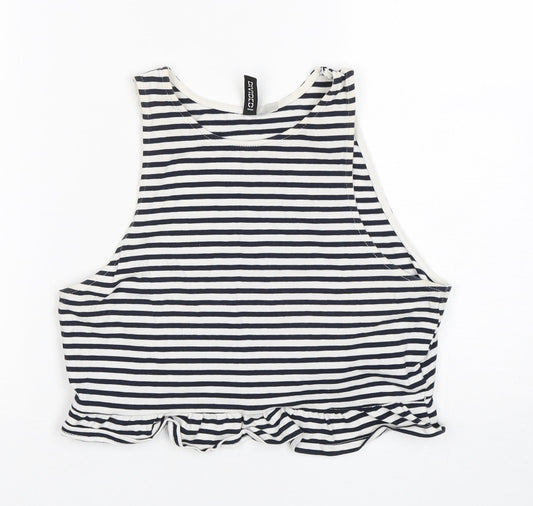 H&M Womens Multicoloured Striped Cotton Basic Tank Size M Round Neck
