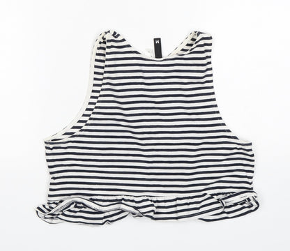 Preloved H&M Womens Multicoloured Striped Cotton Basic Tank Size M Round Neck - Back