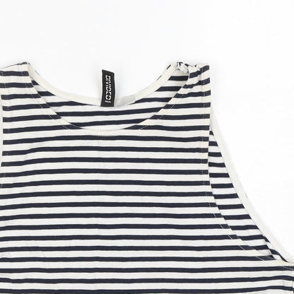 Preloved H&M Womens Multicoloured Striped Cotton Basic Tank Size M Round Neck - Detail