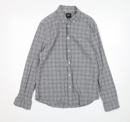 Burton  Mens Grey Check Cotton  Button-Up Size M Collared