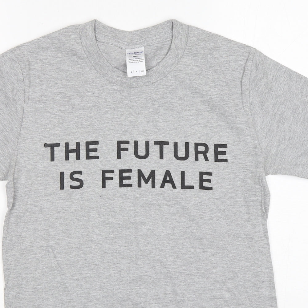 Gildan Womens Grey  Cotton Basic T-Shirt Size S Round Neck