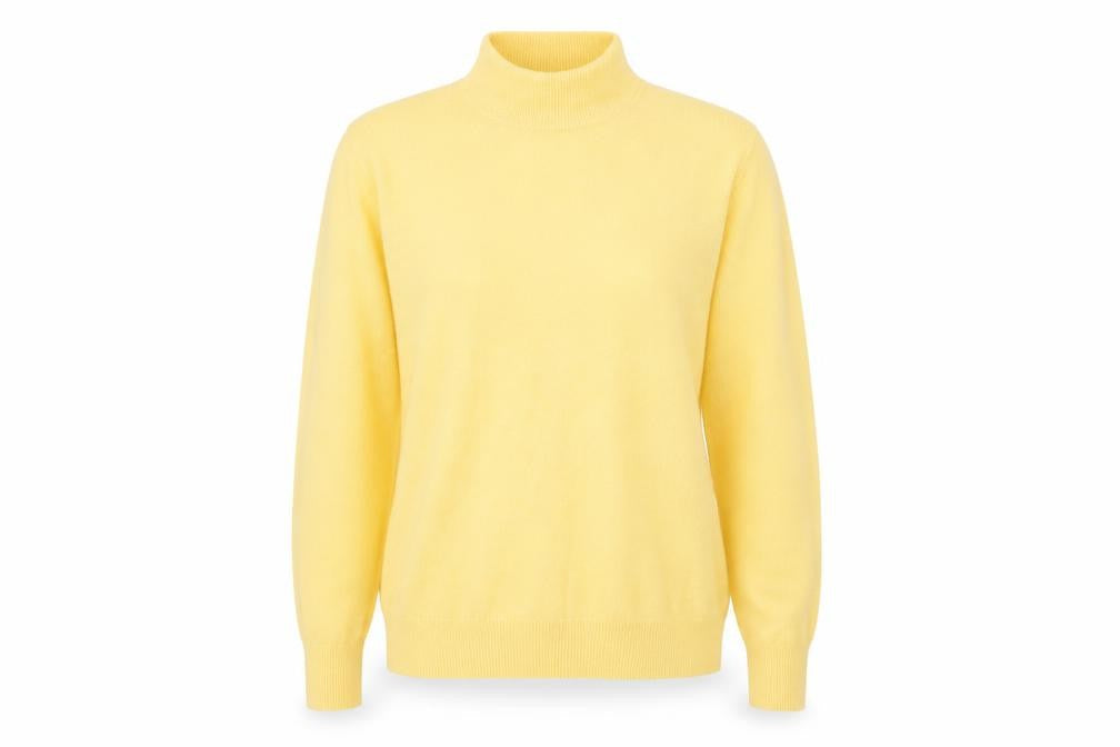 Isabelle Womens Yellow Mock Neck  Acrylic Pullover Jumper Size M