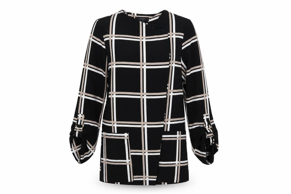 Primark Womens Black Check  Overcoat Blazer Size 10