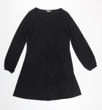 Preloved Nutmeg Womens Black  Polyester A-Line  Size 10  V-Neck - Front