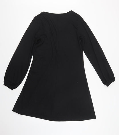 Preloved Nutmeg Womens Black  Polyester A-Line  Size 10  V-Neck - Back