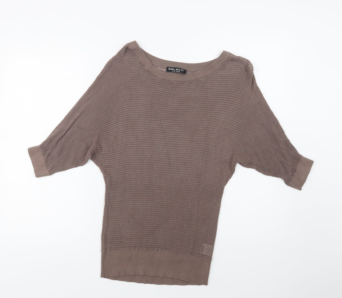 Select Womens Brown Round Neck  Viscose Pullover Jumper Size 12