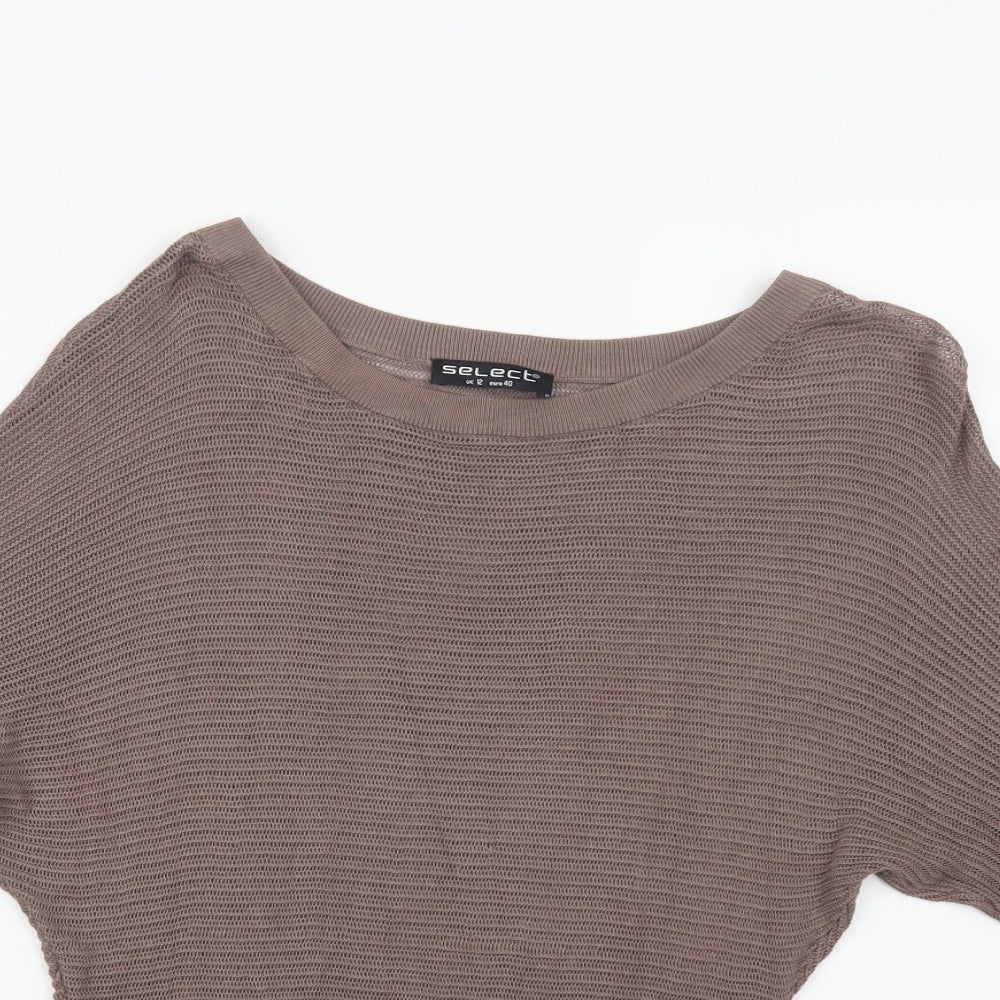 Select Womens Brown Round Neck  Viscose Pullover Jumper Size 12