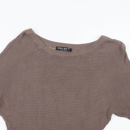 Preloved Select Womens Brown Round Neck  Viscose Pullover Jumper Size 12 - Detail