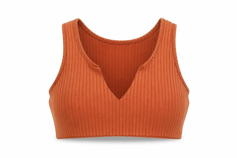 PRETTYLITTLETHING Womens Brown  Polyester Cropped Tank Size 4 V-Neck