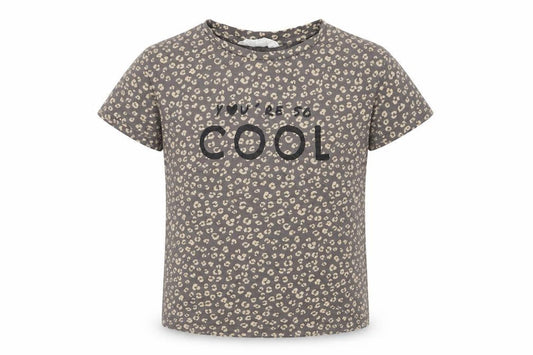 H&M Girls Brown Animal Print Cotton Basic T-Shirt Size 7-8 Years Crew Neck  - Cool