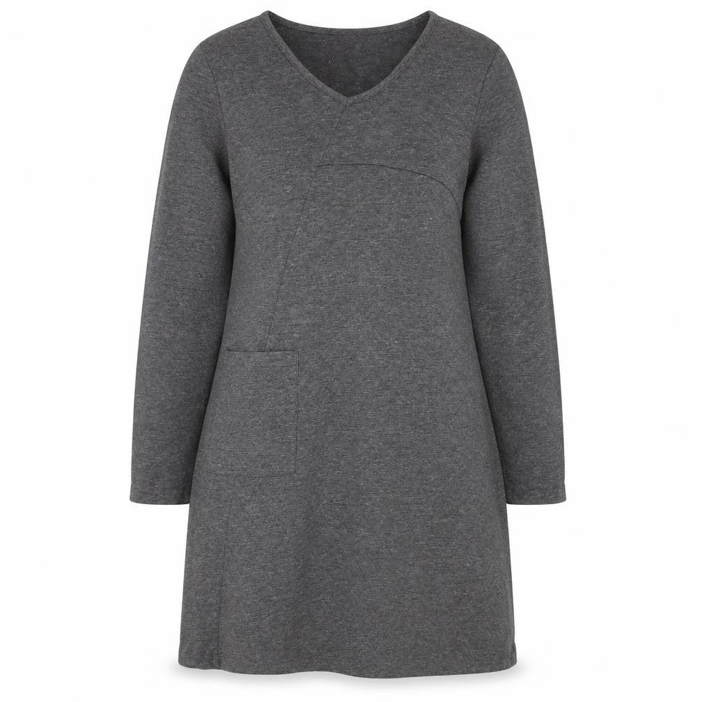 Zanzea Womens Grey  Cotton Blend Shift  Size S  V-Neck