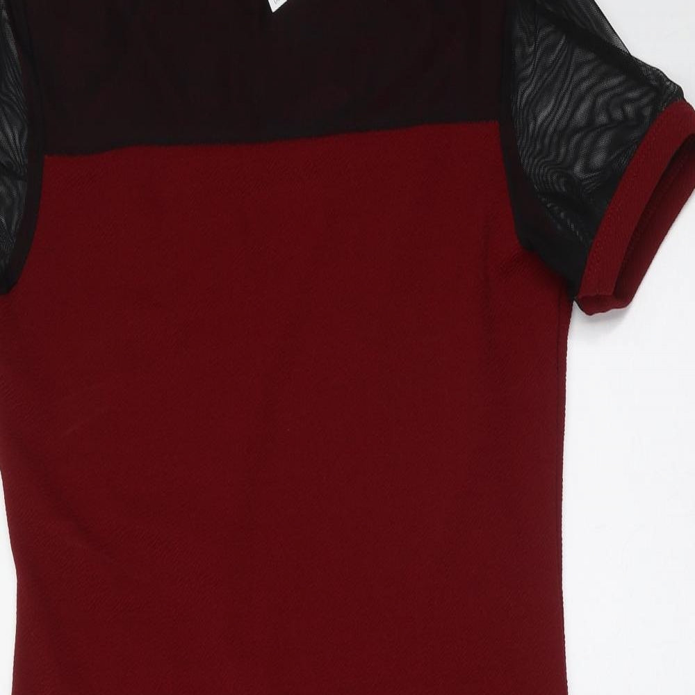 Select Womens Red  Polyester T-Shirt Dress  Size 12  Round Neck