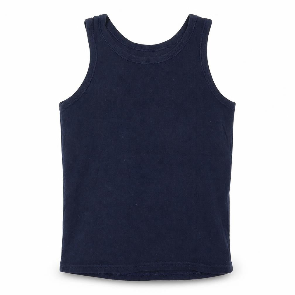 Marks & Spencer Boys Blue  Cotton Basic Tank Size 5-6 Years Round Neck