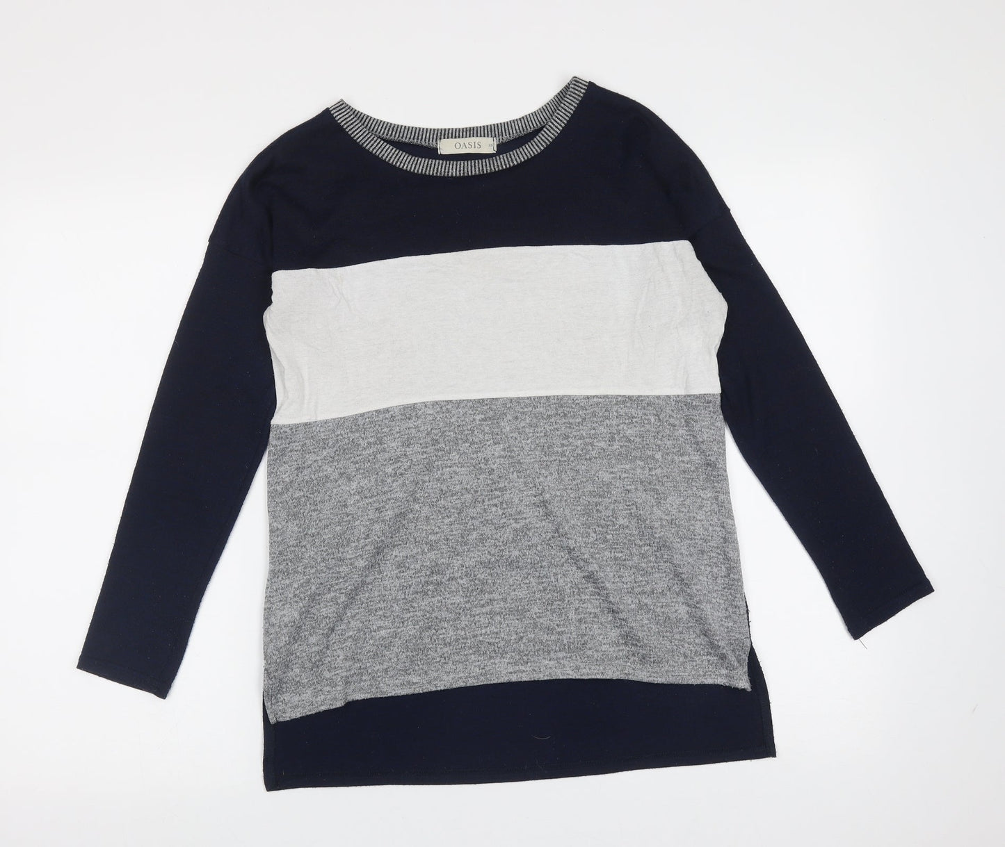 Oasis Womens Blue Round Neck  Polyester Pullover Jumper Size XS