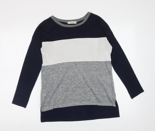 Oasis Womens Blue Round Neck  Polyester Pullover Jumper Size XS