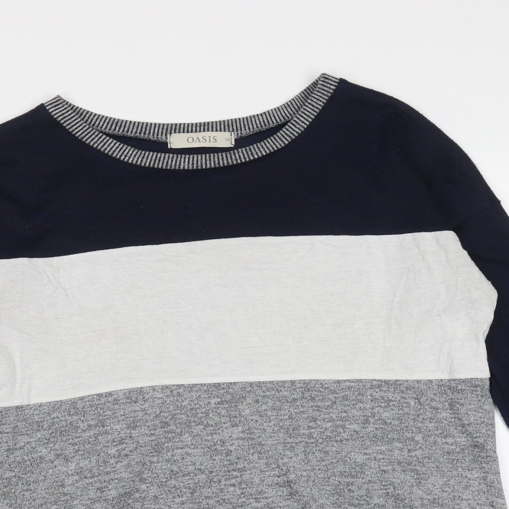 Oasis Womens Blue Round Neck  Polyester Pullover Jumper Size XS