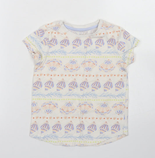 Nut,eg Girls Ivory Fair Isle Cotton Basic T-Shirt Size 5-6 Years Crew Neck  - Shell Print