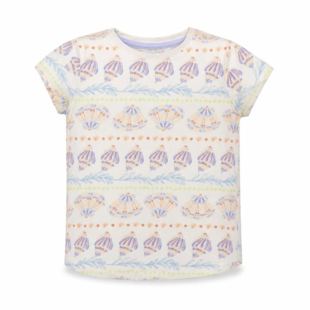 Nut,eg Girls Ivory Fair Isle Cotton Basic T-Shirt Size 5-6 Years Crew Neck  - Shell Print