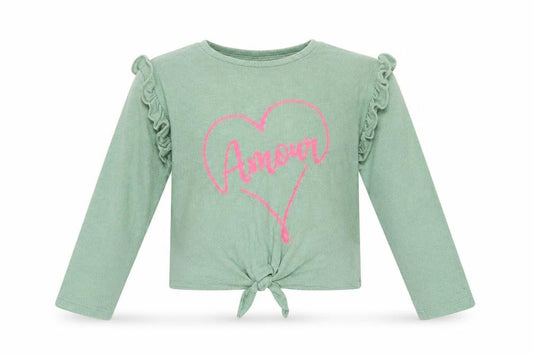 Tu Girls Green  Viscose Cropped T-Shirt Size 6 Years Crew Neck  - Tie Front