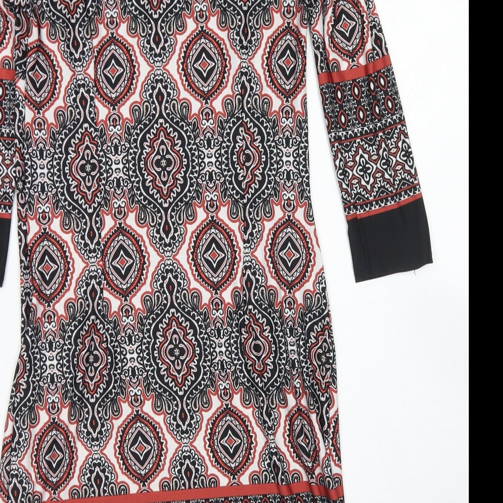 Atmosphere Womens Black Batik Polyester Shift  Size 8  Round Neck