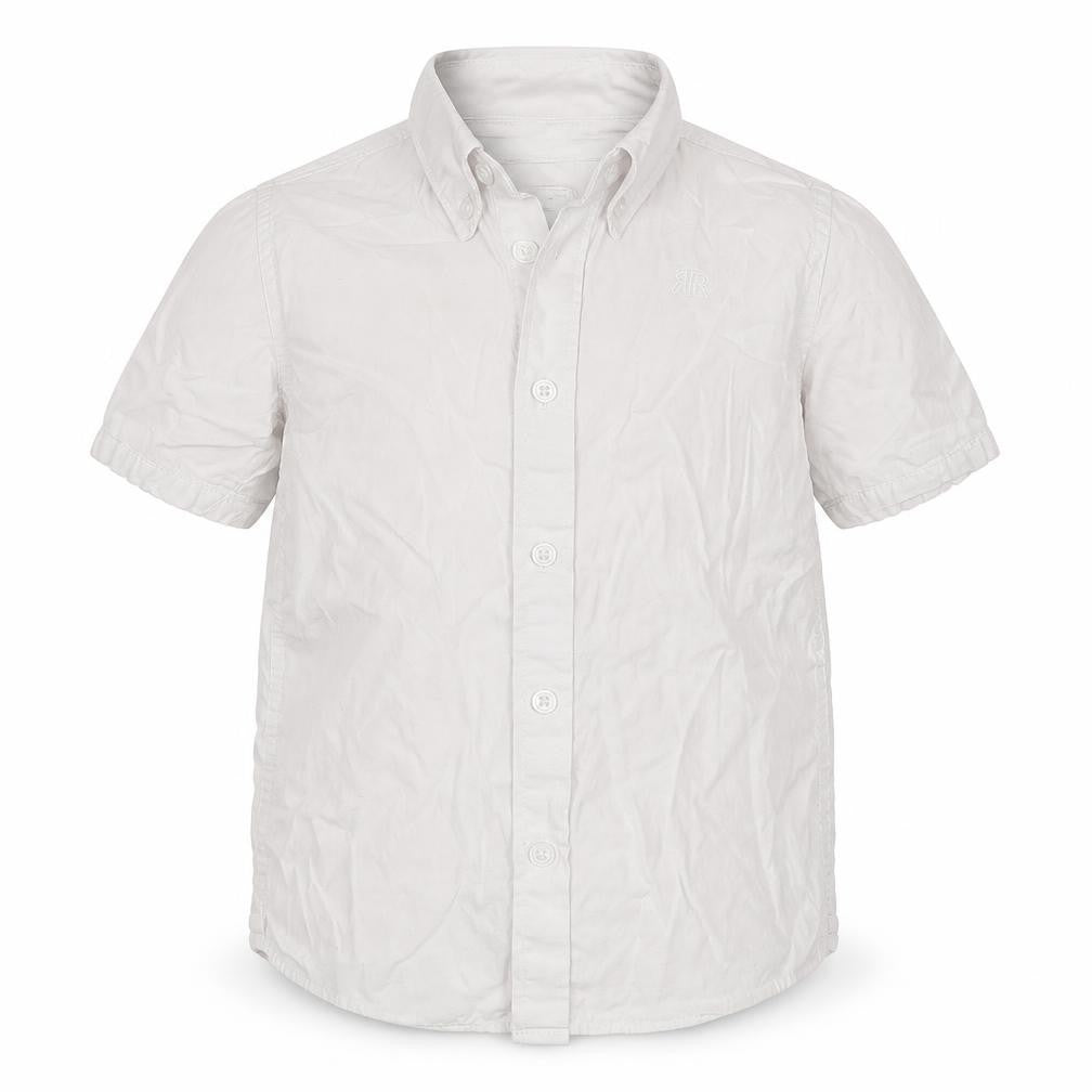 River Island Boys White  Cotton Basic Button-Up Size 5-6 Years Collared Button