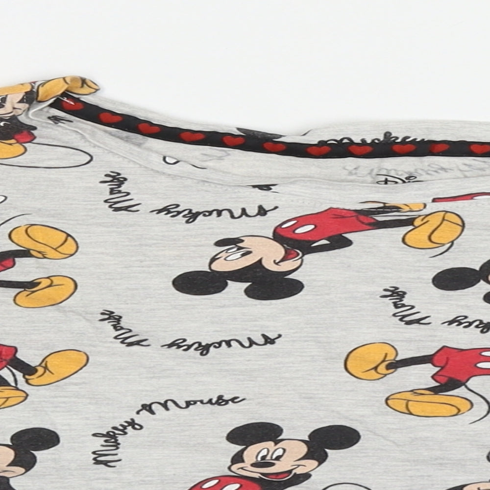 Primark Womens Grey Solid Cotton Top Pyjama Top Size 12   - Mickey Mouse