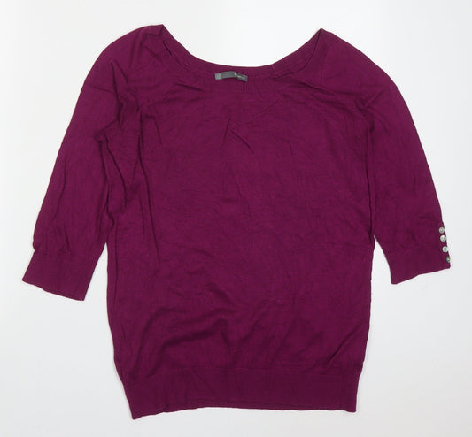 Smartset Mens Purple Round Neck  Nylon Pullover Jumper Size L