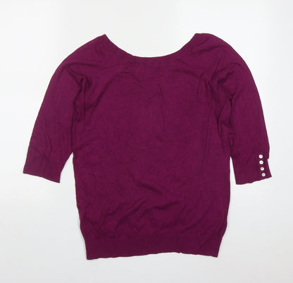 Smartset Mens Purple Round Neck  Nylon Pullover Jumper Size L