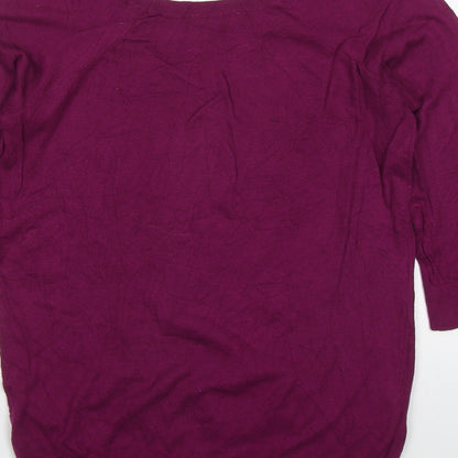 Smartset Mens Purple Round Neck  Nylon Pullover Jumper Size L
