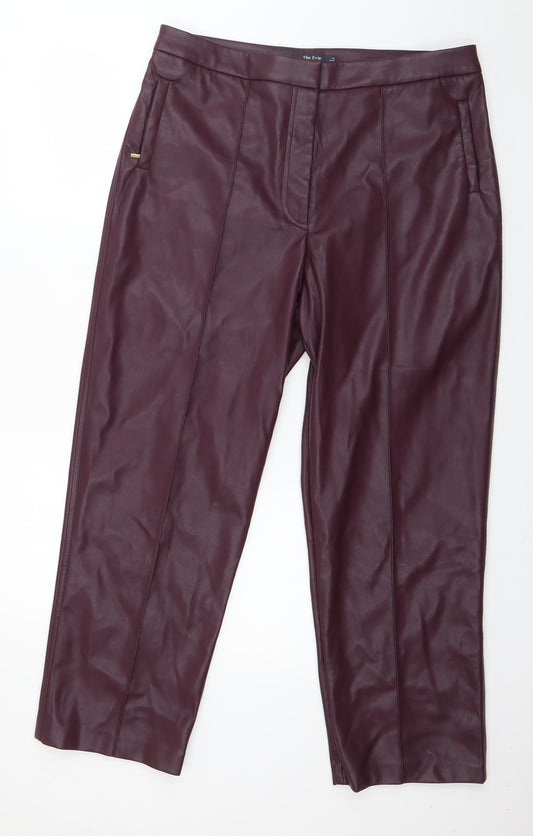 Marks and Spencer Womens Purple  Polyurethane Trousers  Size 16 L26 in Regular Zip