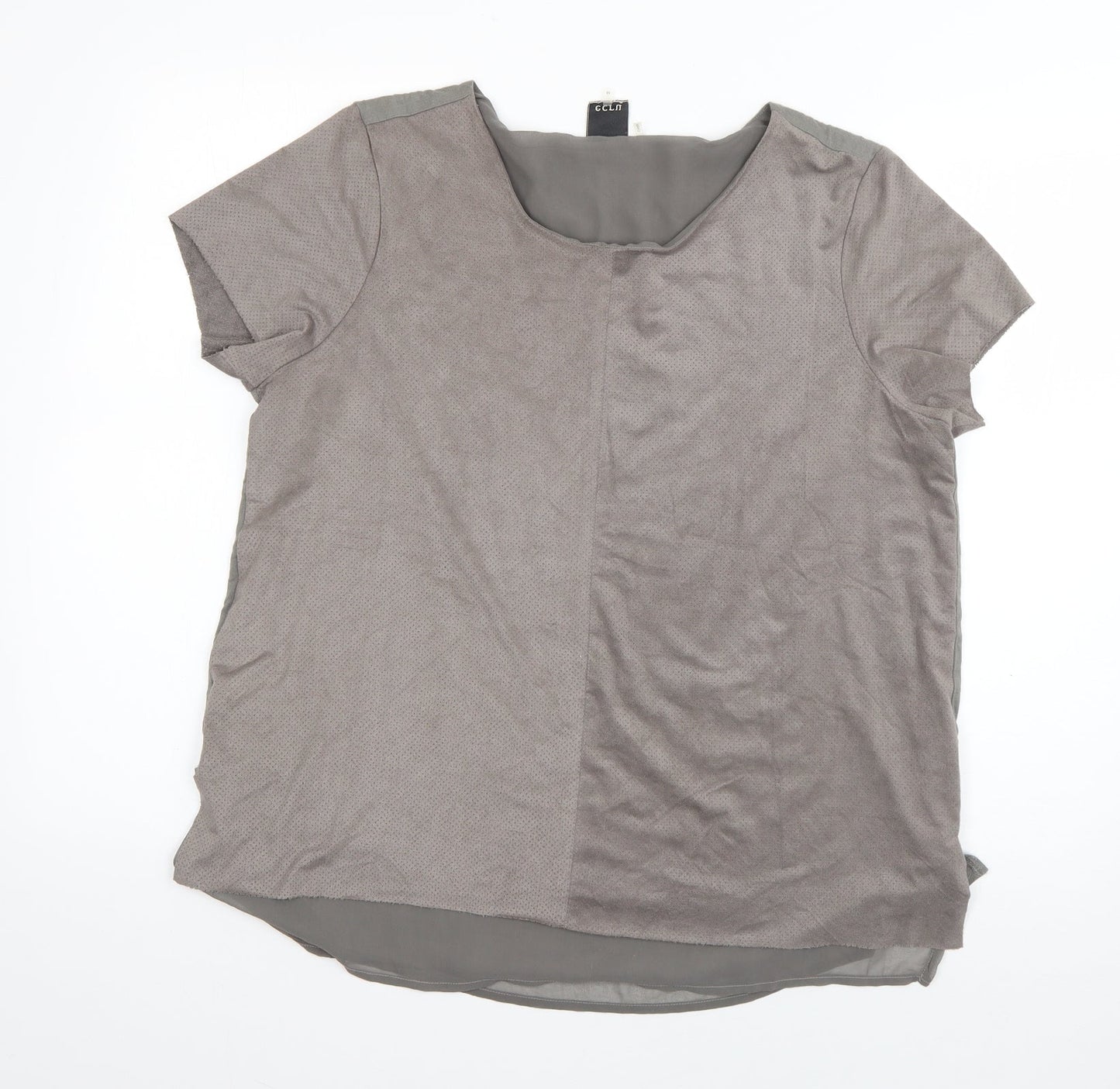 ecru Womens Grey  Polyester Basic T-Shirt Size M Scoop Neck
