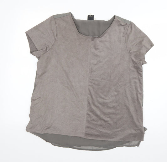 ecru Womens Grey  Polyester Basic T-Shirt Size M Scoop Neck