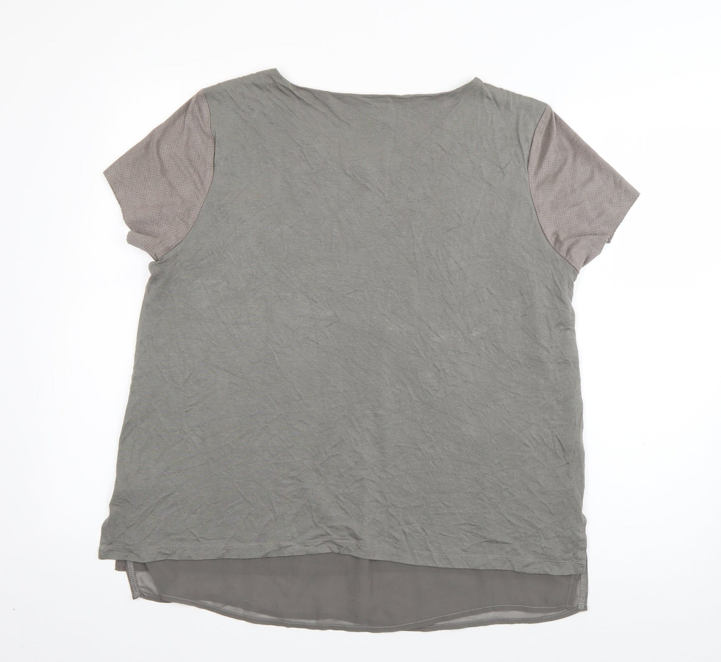ecru Womens Grey  Polyester Basic T-Shirt Size M Scoop Neck
