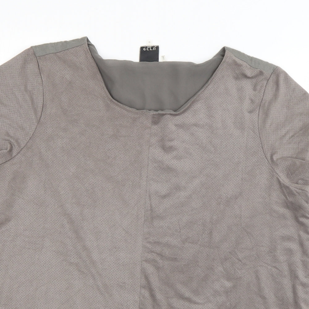 ecru Womens Grey  Polyester Basic T-Shirt Size M Scoop Neck