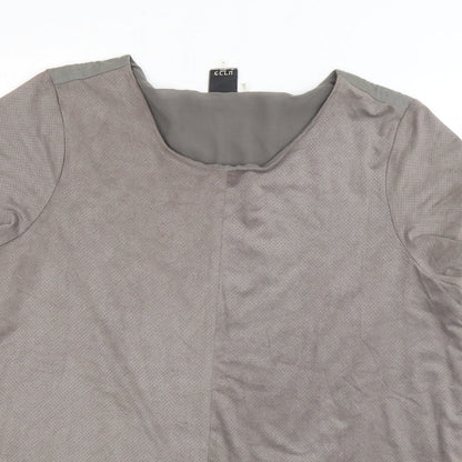 ecru Womens Grey  Polyester Basic T-Shirt Size M Scoop Neck