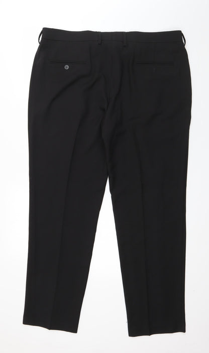 Preloved Haggar Mens Black  Polyester Trousers  Size 38 in L30 in Regular Zip - Back